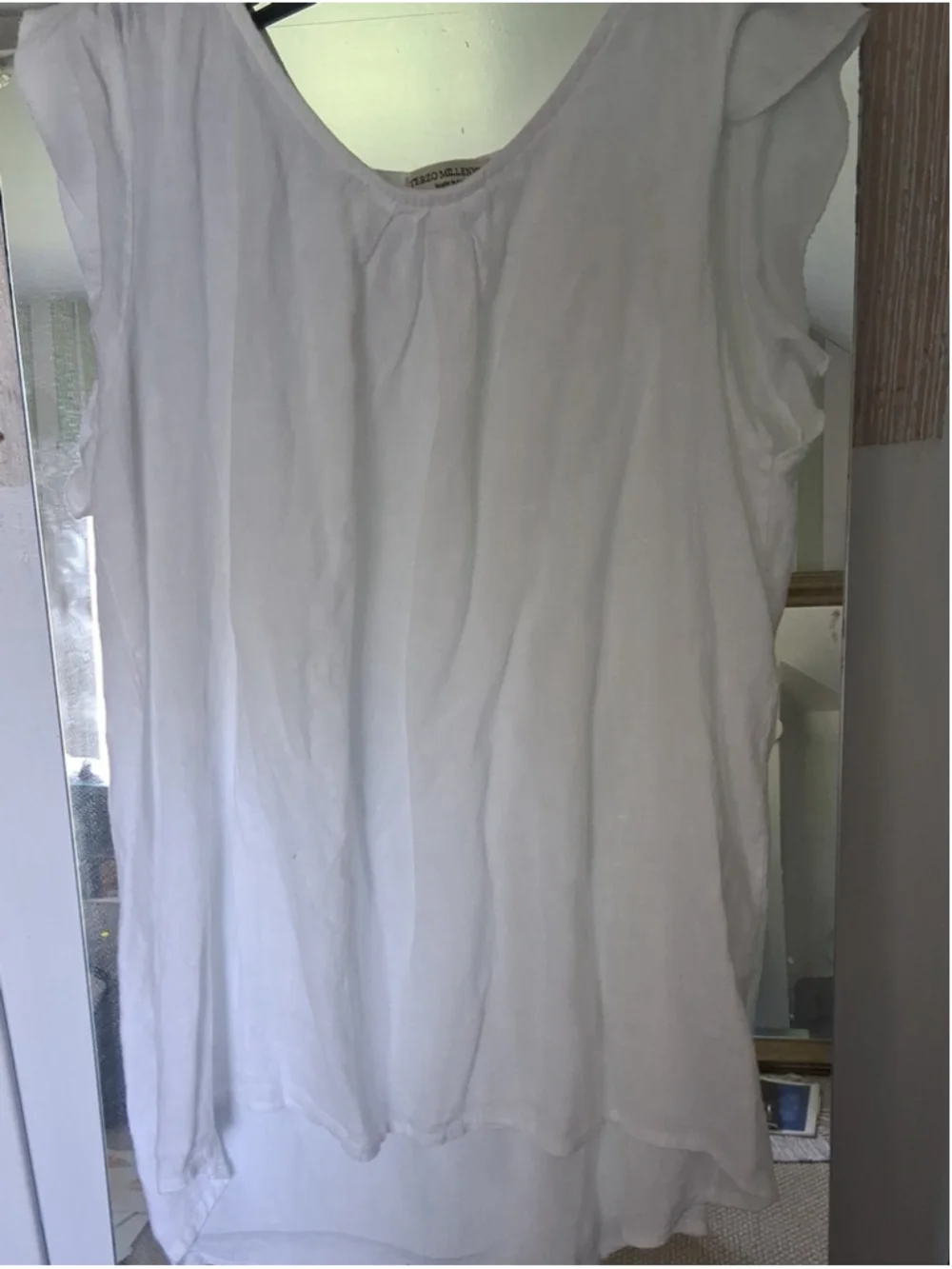 Linen Cap Sleeve Top Italy L